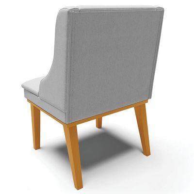Kit 4 Cadeiras Decorativas Sala de Jantar Base Fixa de Madeira Firenze Linho Cinza/Castanho G19 - Gran Belo