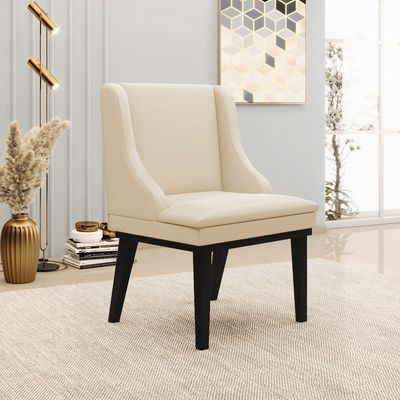 Kit 4 Cadeiras Decorativas Sala de Jantar Base Fixa de Madeira Firenze PU Bege/Preto G19 - Gran Belo