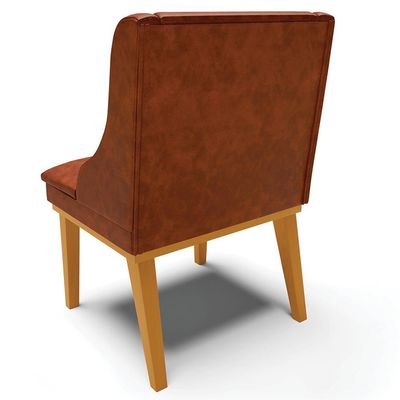 Cadeira Decorativa Sala de Jantar Base Fixa de Madeira Firenze PU Nozes/Castanho G19 - Gran Belo