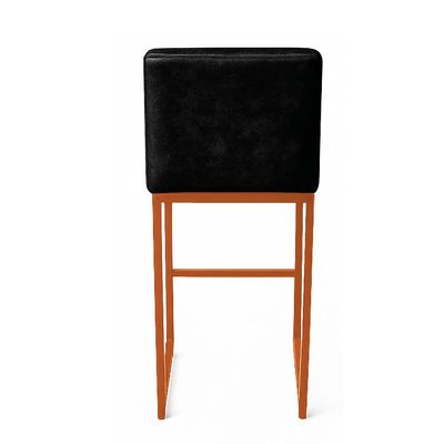Banqueta Cozinha Alta com Encosto Industrial Bronze Lirina PU Preto C05 - D'Rossi