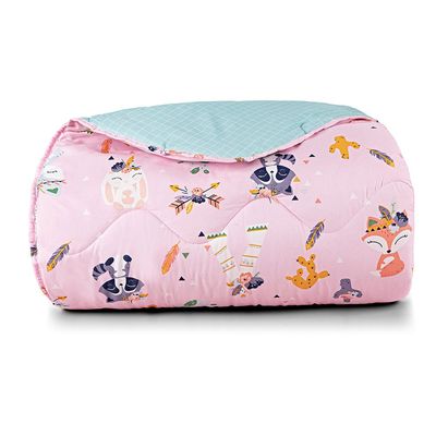 Edredom Kidsteem Solteiro Dupla Face Micropercal Foxy  - 100% Poliéster