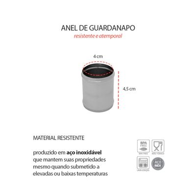 Porta Guardanapo Anel Argola Aço Inox Mesa Posta 6un
