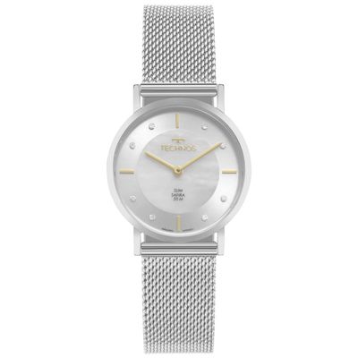 Relógio Technos Feminino Ref: 2025ltw/1b Slim Safira Mesh Prateado