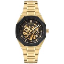 Relógio Technos Masculino Ref: G3265bc/1p Automático Esqueleto Dourado Hexagonal