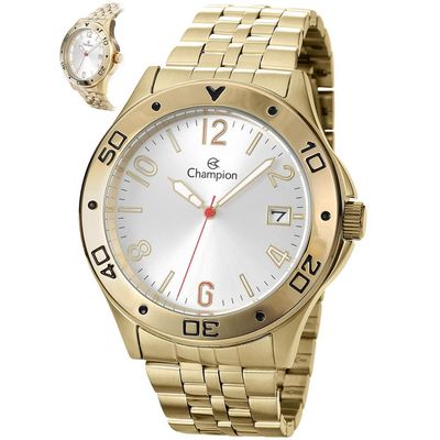 Relógio Champion Masculino Ref: Ca31195h Casual Aço Dourado