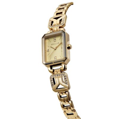 Relógio Seculus Feminino Ref: 23736lpsvdb1 Retangular Bracelete Dourado