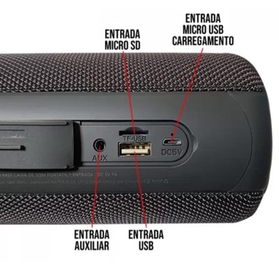 Caixa de Som Portátil Bluetooth IPX6 K450 Kimaster 18W Cinza