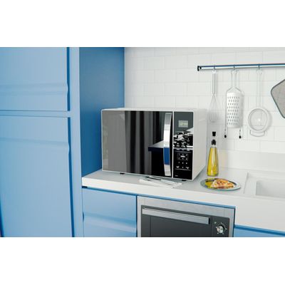 Micro-ondas Britânia 28L Branco Espelhado Limpa Fácil BMO30 127V