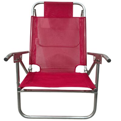 Cadeira De Praia Conforto Oversize Reclinavel 140kg Ronchetti Rosa