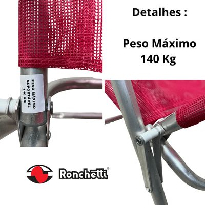 Cadeira De Praia Conforto Oversize Reclinavel 140kg Ronchetti Rosa