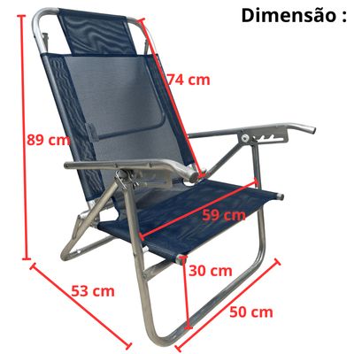 Cadeira De Praia Conforto Oversize Reclinavel 140kg Ronchetti Rosa