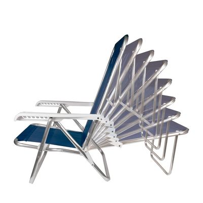 Kit 02 Cadeira Praia Reclinável 8 Posições Mor Azul Marinho