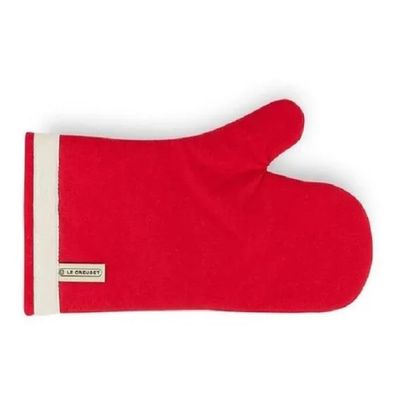 KIT AVENTAL PARA CHEF E LUVA ALGODÃO PARA FORNO LE CREUSET VERMELHO
