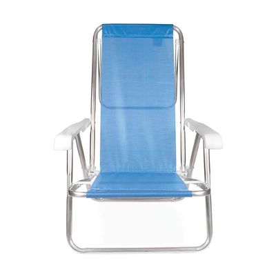 Cadeira De Praia Piscina Reclinável 8 Posições Alumínio Mor Azul