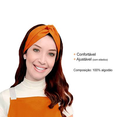 Faixa de Cabelo Turbante Bandana Laranja Chef de Cozinha