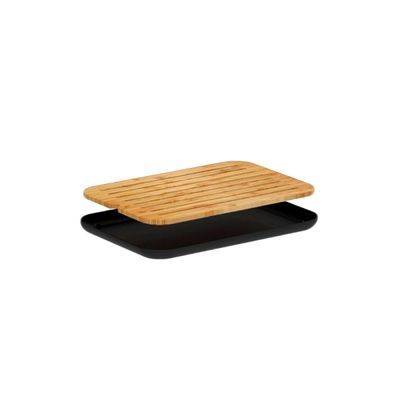 Tabua Migalheira Bambu Preto Bandeja Mesa Paes 33cm