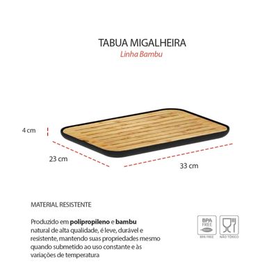 Tabua Migalheira Bambu Preto Bandeja Mesa Paes 33cm