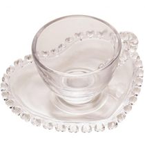Xícara de Café com Pires Cristal Coração 80 ml - Lyor