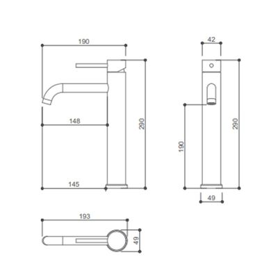 TORNEIRA DROP BICA ALTA PARA LAVATORIO EM AÇO INOX ESCOVADO DP8102
