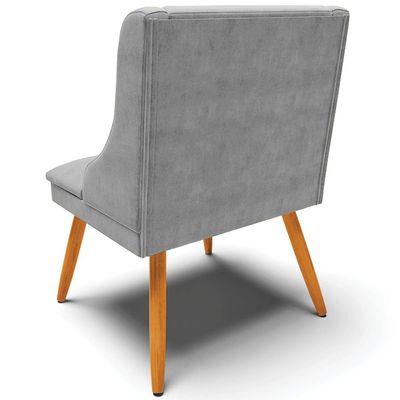 Kit 5 Cadeiras Decorativas Sala de Jantar Pés Palito de Madeira Firenze Suede Cinza/Natural G19 - Gran Belo