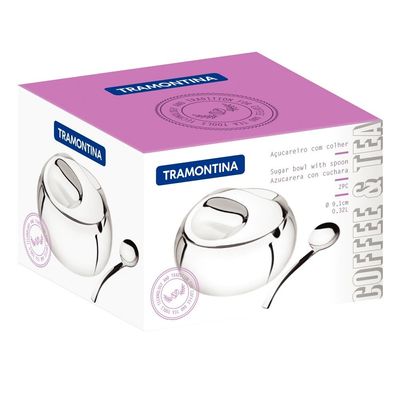 Açucareiro Aço Inox Com Tampa E Colher Tramontina
