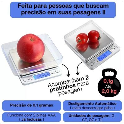 Mini Balança Digital De Alta Precisão 0,01g a 2kg Profissional