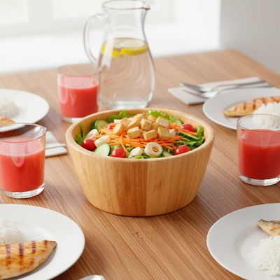 Tigela Bowl Saladeira e Pegador 30cm Pinça Bambu Natural
