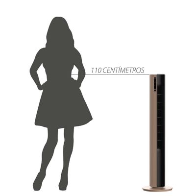 Ventilador de Torre 110cm Spirit Esterilizador com 12 velocidades, Controle Remoto e Timer de até 12 horas, Marrom – 220V