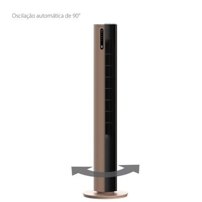 Ventilador de Torre 110cm Spirit Esterilizador com 12 velocidades, Controle Remoto e Timer de até 12 horas, Marrom – Bivolt