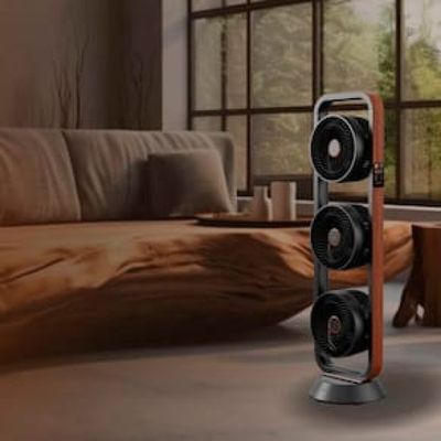 Ventilador de Torre Spirit Robot Triplo 130W com 3 Velocidades, Controle Remoto e Painel Digital com Display LED - Preto/Tabaco Preto / 220