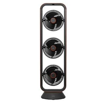 Ventilador de Torre Spirit Robot Triplo 130W com 3 Velocidades, Controle Remoto e Painel Digital com Display LED - Preto/Tabaco Preto / 220