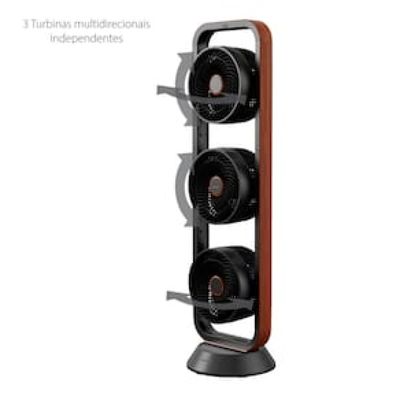 Ventilador de Torre Spirit Robot Triplo 130W com 3 Velocidades, Controle Remoto e Painel Digital com Display LED - Preto/Tabaco Preto / 220