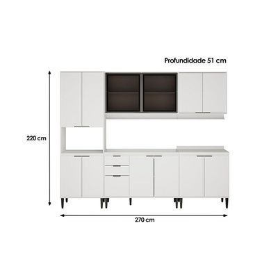 Cozinha Completa Alpha 5 Peças (2Aéreos+2Balcões+1Paneleiro) C5P132 Branco - Carraro
