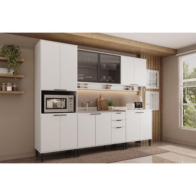 Cozinha Completa Alpha 5 Peças (2Aéreos+2Balcões+1Paneleiro) C5P132 Branco - Carraro