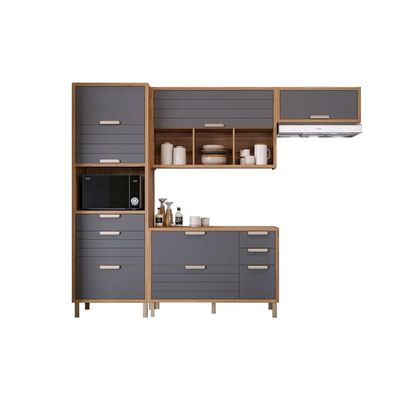 Cozinha Completa Eloise 4 Peças (2Aéreos+1Balcão+1TorreQuente) C4P181 Cinamomo/Platina - MGM