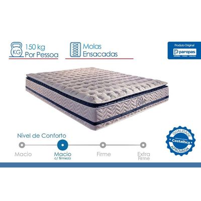 Colchão Solteiro Espuma Gel Molas Ensacadas Blue-88x188x32-Paropas