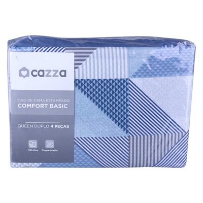 Jogo de Cama Queen Cazza Microfibra Geométrico Duplo 4 Peças - Item Sortido UNICA