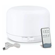 Umidificador Difusor de Aroma Ultrassônico 300ml com LED e Controle Remoto - Branco