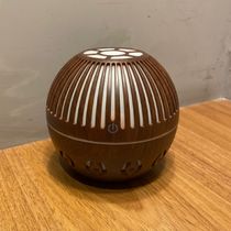Umidificador Difusor De Aroma Ultrassonico Luz De Led Bola Rajada Cor:Mogno