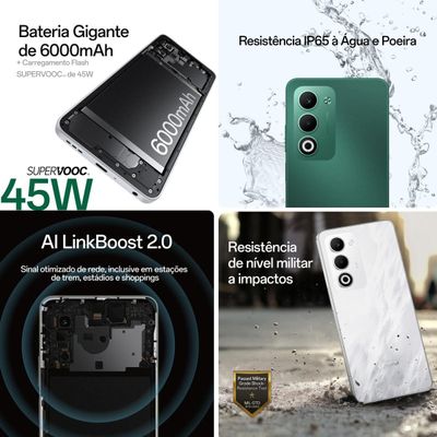 Smartphone OPPO A5 5G Tela 6.67" 256GB 8GB RAM Câmera 50MP Verde