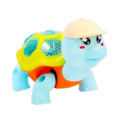 Tartaruga Brinquedo Infantil Dançante Som Luz Crianças Bebe - Interativo com Luz e Música para Bebês Cor:Azul