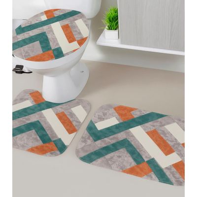 Jogo De Banheiro Estampado Tapetes Junior Cinza UN / Cinza