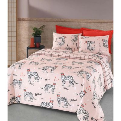 Jogo De Cama Solteiro Leopardo 3 Peças Lar E Lazer Rosa UN / Rosa