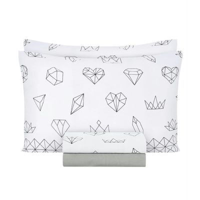Jogo De Cama Casal Geométrico 150 Fios Lar E Lazer Branco UN / Branco