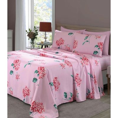 Jogo de Cama Solteiro 200 Fios Flores Lar e Lazer Rosa UN / Rosa