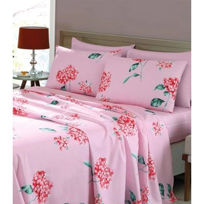 Jogo de Cama Solteiro 200 Fios Flores Lar e Lazer Rosa UN / Rosa