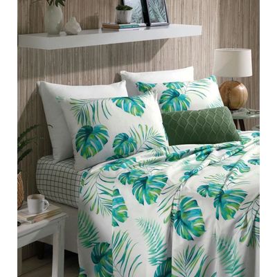 Jogo De Cama Solteiro Folhas 200 Fios Lar E Lazer Branco UN / Branco