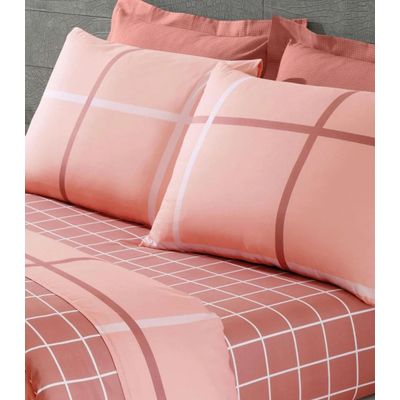 Jogo De Cama Casal 4 Peças Lar E Lazer Rosa UN / Rosa