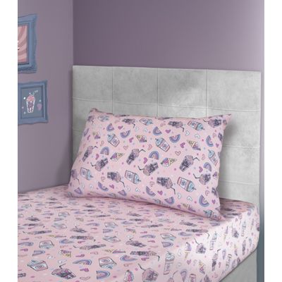 Jogo De Cama Solteiro Kids Doce Vida Rosa UN / Rosa