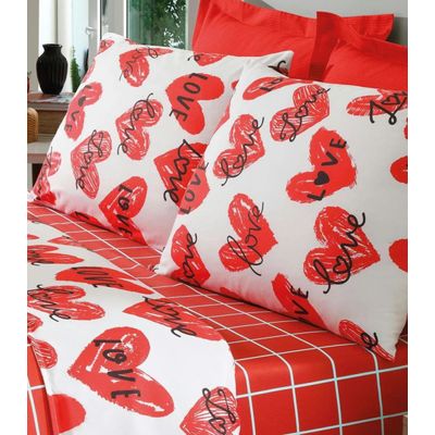 Jogo De Cama Solteiro Love 4 Peças Lar E Lazer Vermelho UN / Vermelho